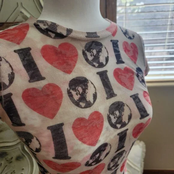 I❤️🌎 Fitted Burnout Tee with Cap Sleeves | Medium - Picture 2 of 7